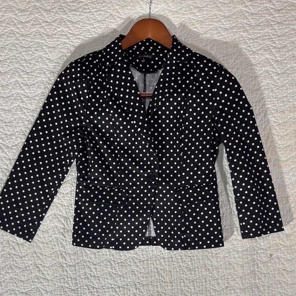 Elegant Black and White Polka Dot Blazer